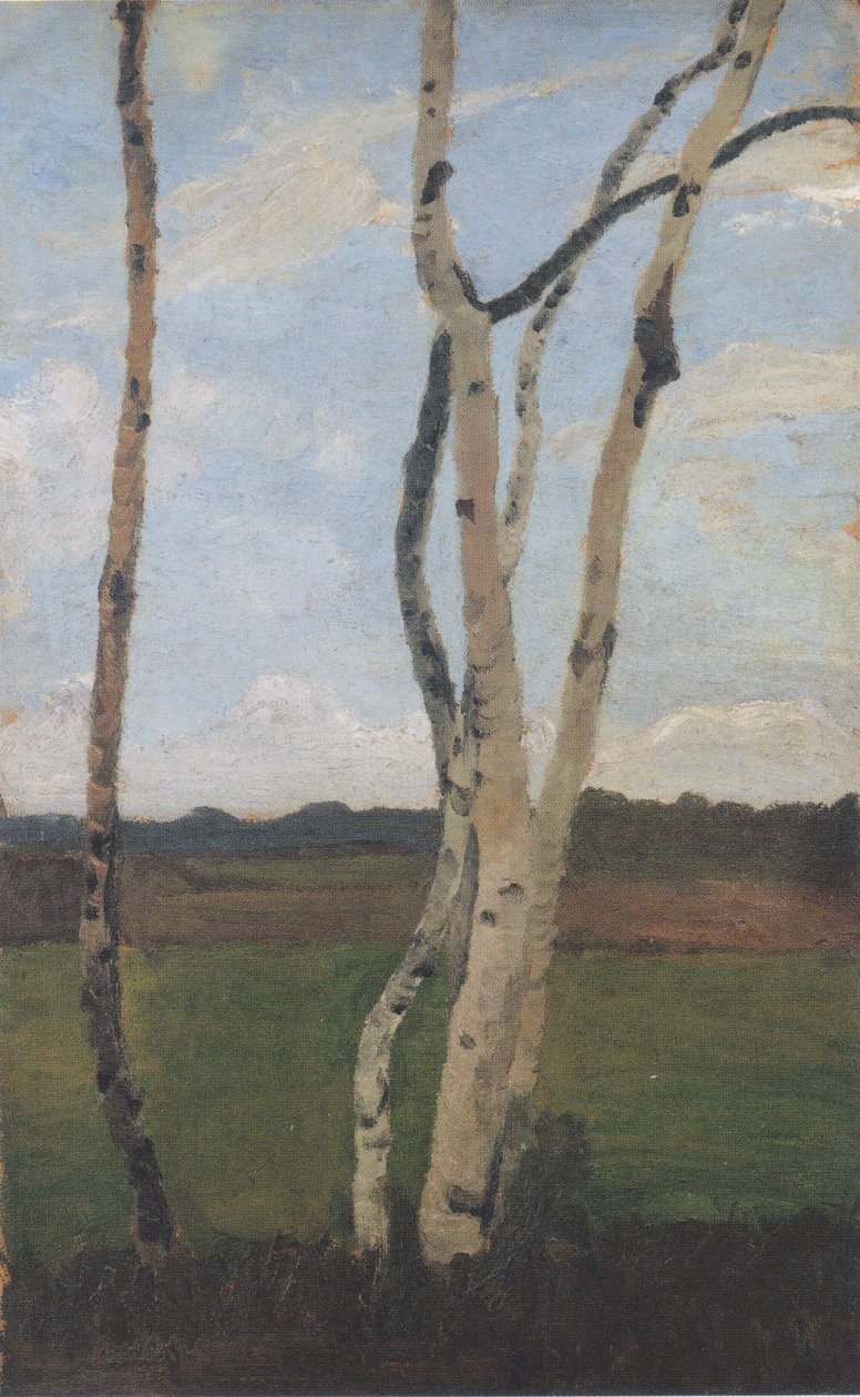 Nyírfa törzsek a táj előtt alkotó: Paula Modersohn Becker