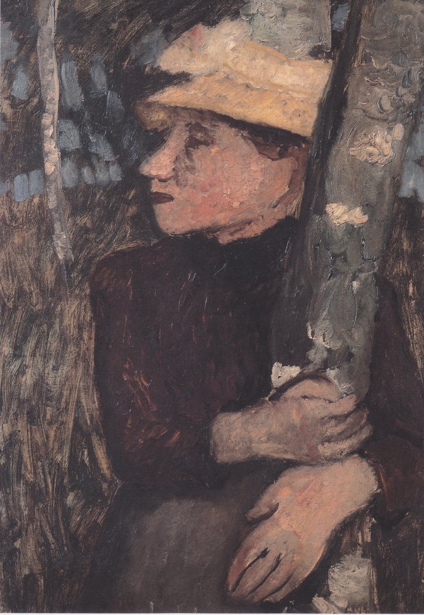 Szalmakalapos nő nyírfák között alkotó: Paula Modersohn Becker