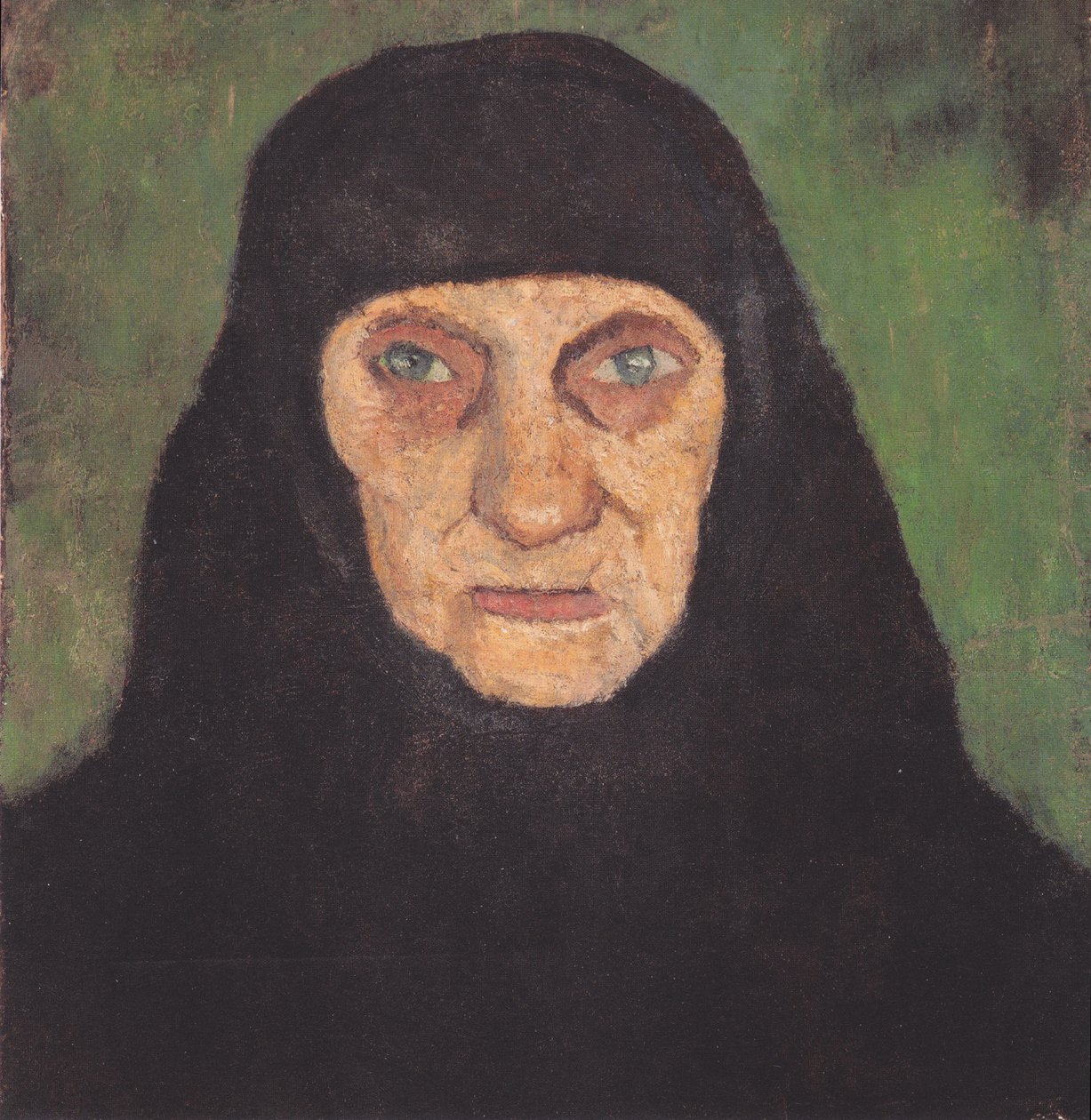 Egy fekete fejkendővel rendelkező öregasszony feje alkotó: Paula Modersohn Becker