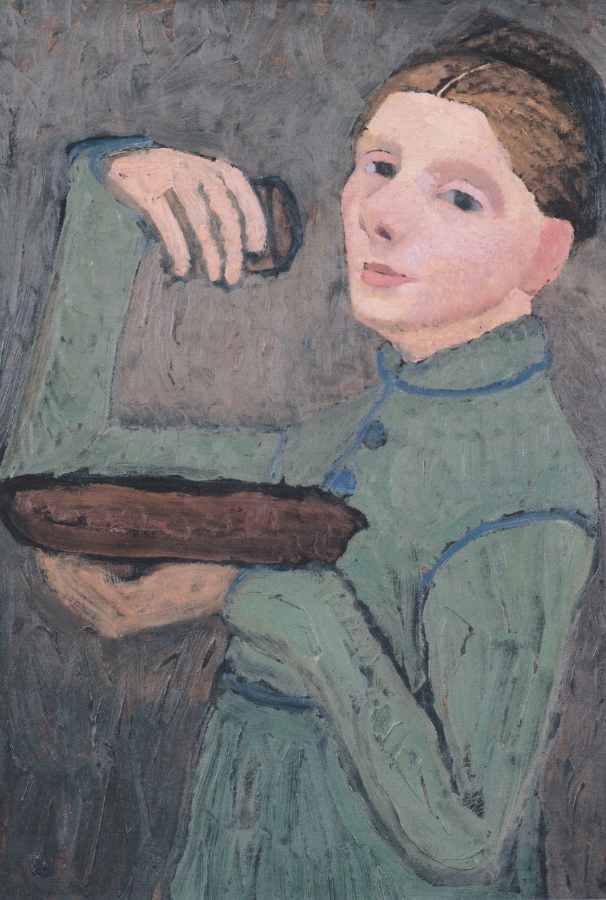 Önarckép, félig ábra balra, tál és pohár alkotó: Paula Modersohn Becker