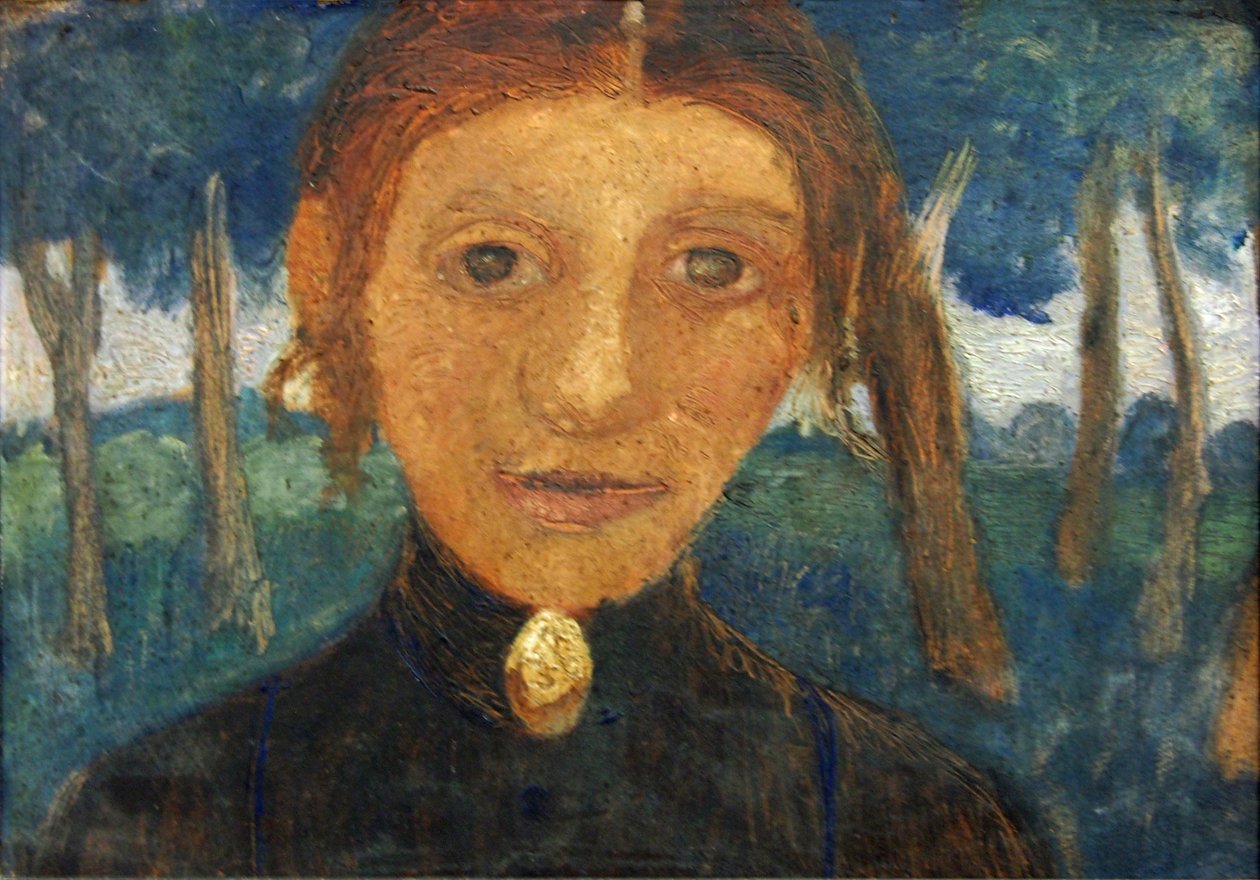 Önarckép tájjal a fák előtt alkotó: Paula Modersohn Becker