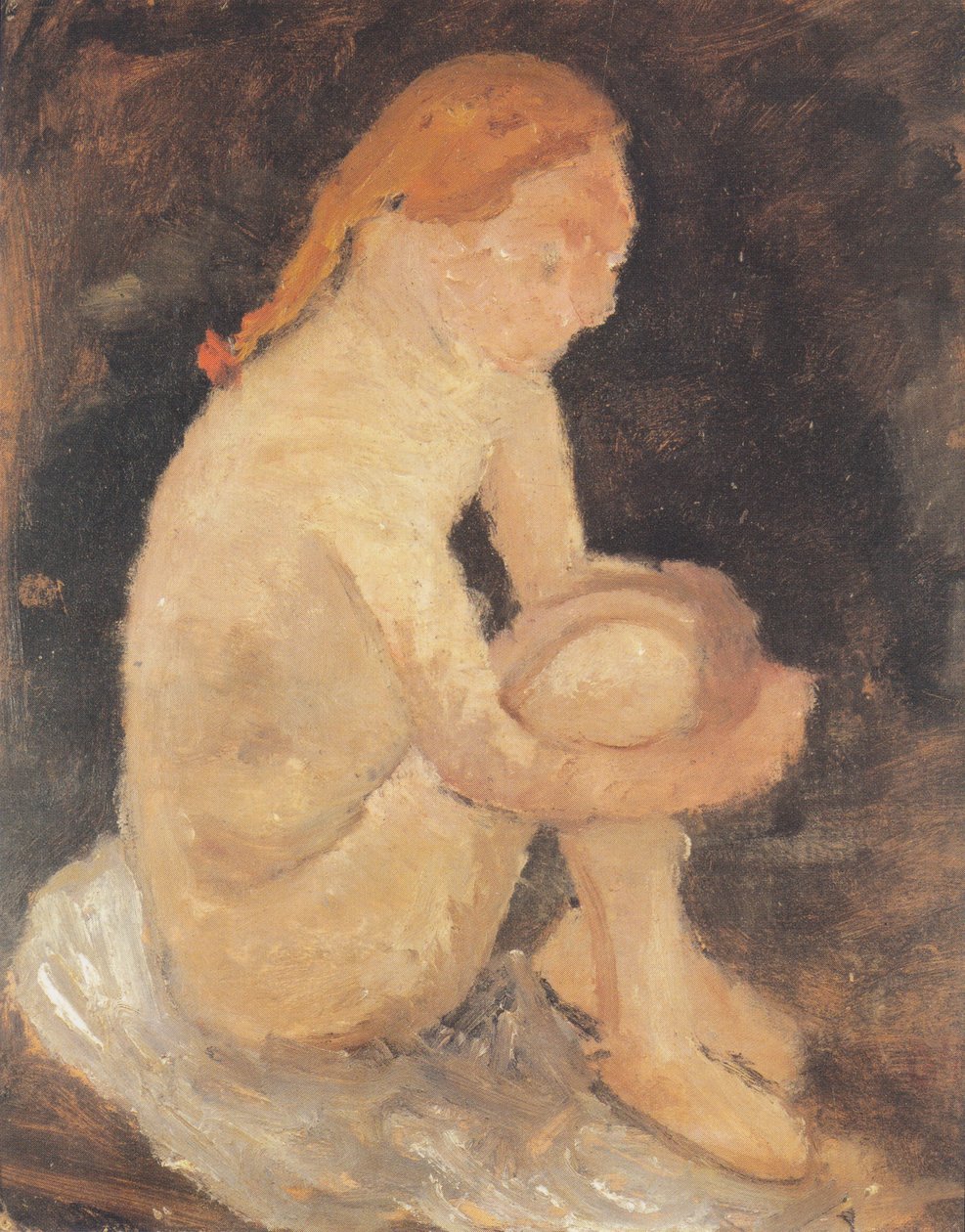 Ülő meztelen lány jobbra, felhúzott lábakkal alkotó: Paula Modersohn Becker