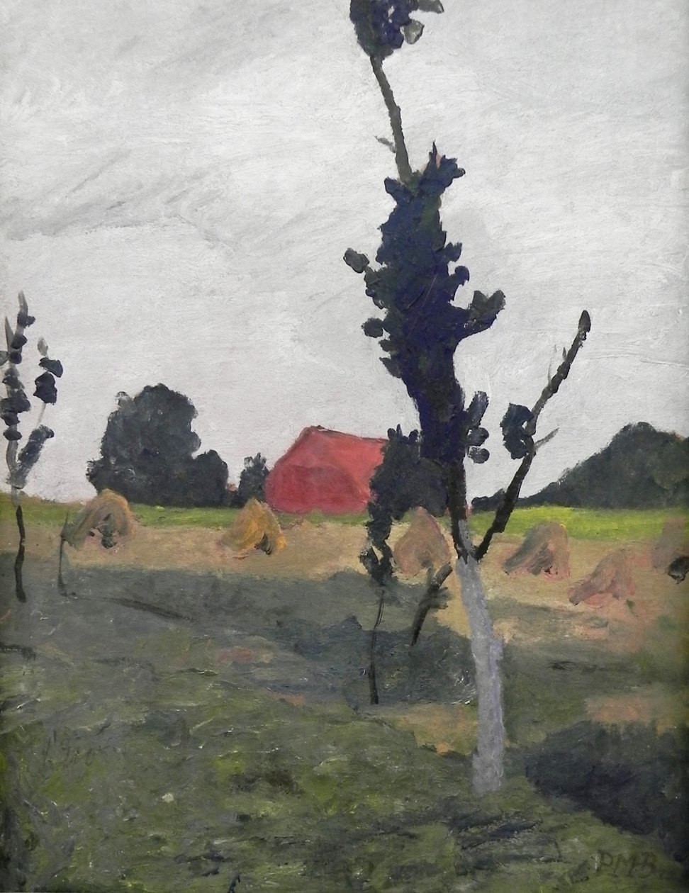 Worpsweder táj piros házzal alkotó: Paula Modersohn Becker