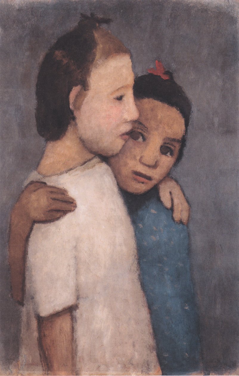 Két lány fehér és kék ruhában alkotó: Paula Modersohn Becker