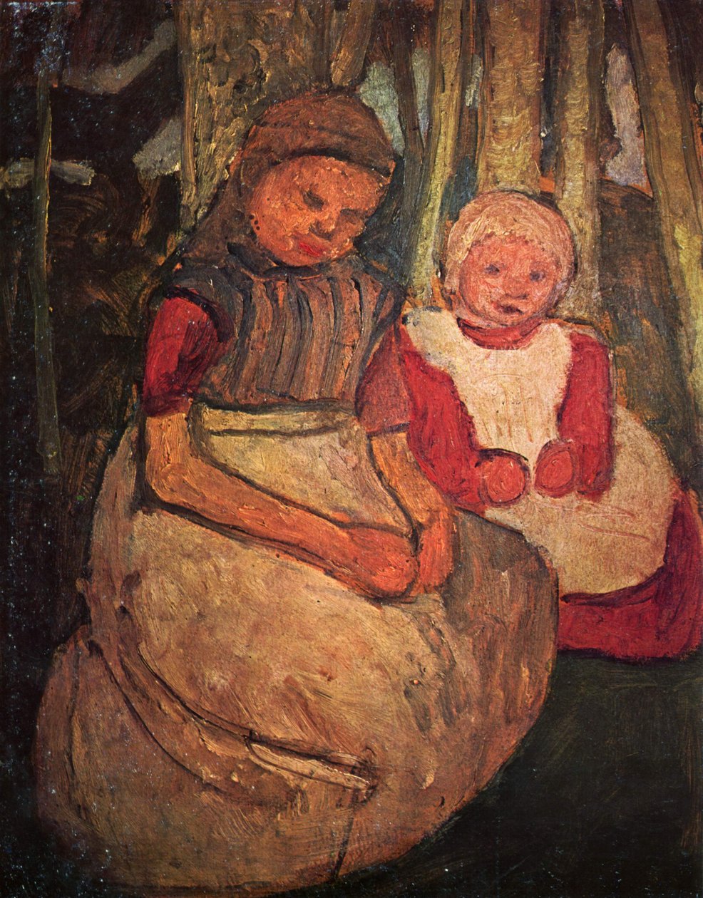Két ülő lány a nyírfaerdőben alkotó: Paula Modersohn Becker