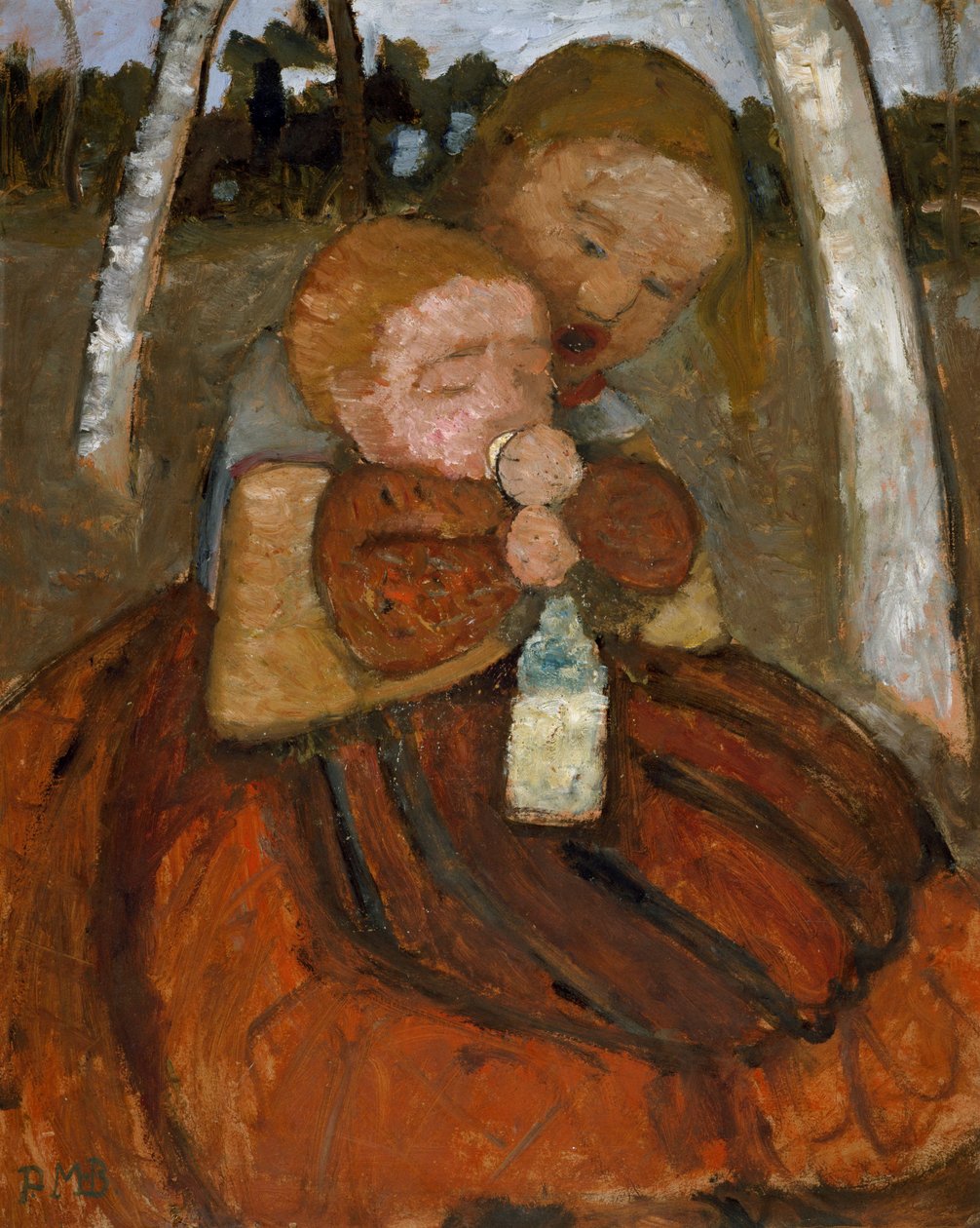 Lány babával a nyírfák alatt alkotó: Paula Modersohn Becker