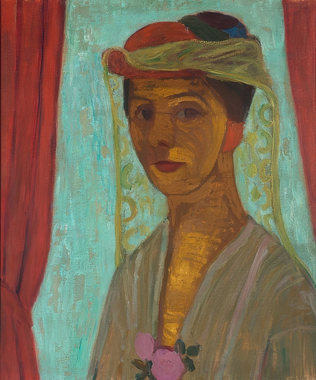 Önarckép kalapban és fátyollal. 1906-07 alkotó: Paula Modersohn Becker