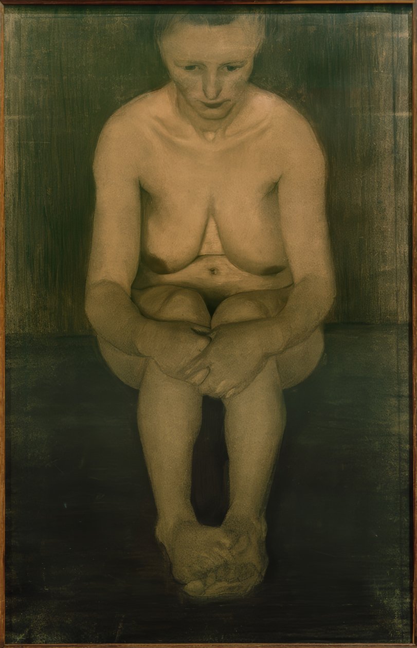Ülő női akt, frontális, egymásra helyezett lábakkal alkotó: Paula Modersohn Becker