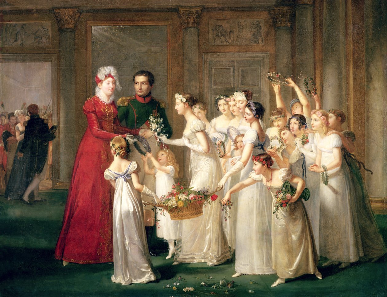 Marie-Louise de Habsbourg-Lorraine (1791-1847) érkezése a Chateau de Compiegne galériájába, 1810. március 28. alkotó: Pauline Auzou