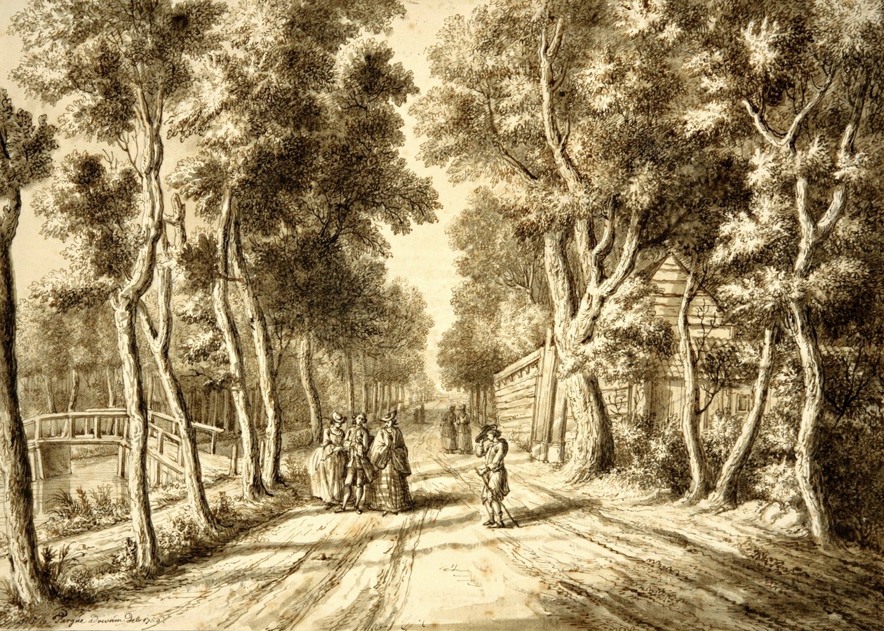 Bezuidenhoutseweg Wassenaar felé nézve, 1756 alkotó: Paulus Constantijn la Fargue