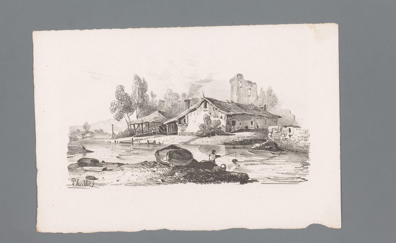 Kilátás egy folyóparti házra A táj alapelvei (sorozat címe) Principles de paysages (sorozat címe) alkotó: Paulus Lauters