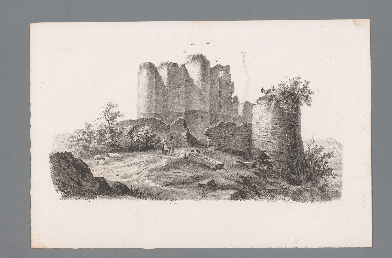 Kilátás egy romra, toronnyal A tájak elvei (sorozat címe) Principes de paysages (sorozat címe) alkotó: Paulus Lauters