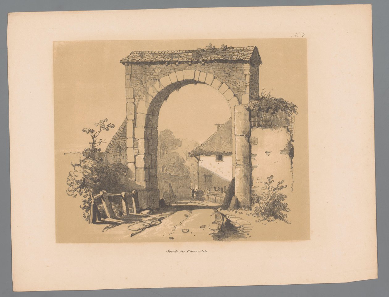 Kilátás a város kapujára Paulus Lauters festői arcai (sorozat címe) Etrennes pittoresques pour 1839, Lauters (sorozat címe) alkotó: Paulus Lauters