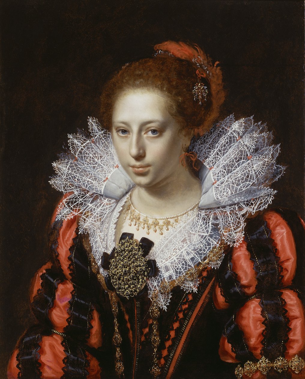 Fiatal hölgy portréja, 1620 körül alkotó: Paulus Moreelse