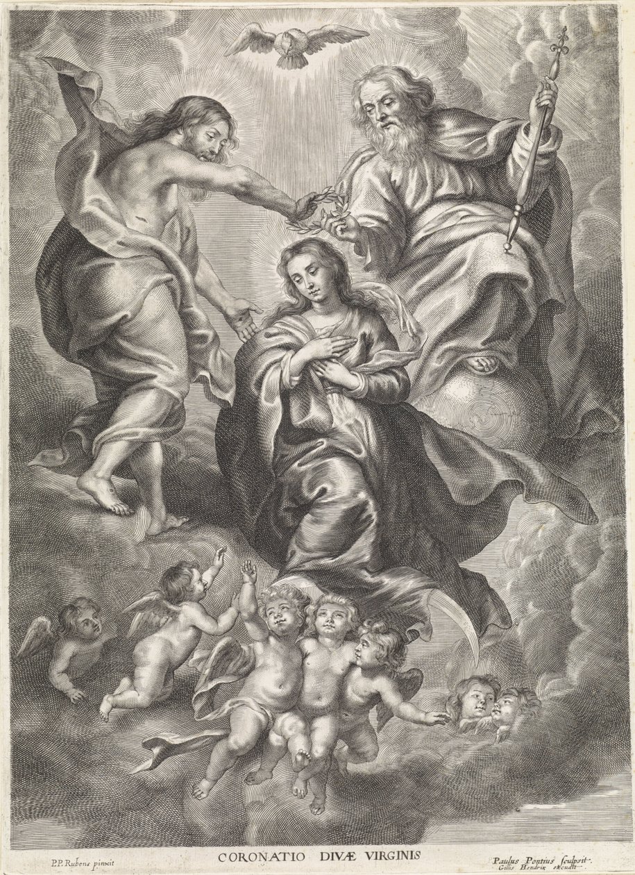 Kroning van Maria Az Isteni Szűz koronázása (cím a tárgyon) alkotó: Paulus Pontius