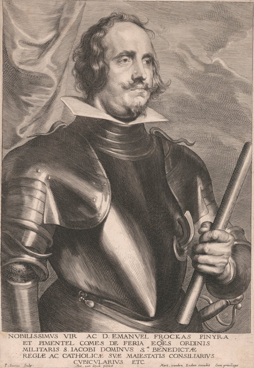 A legnemesebb ember és D. Emanuel Frockas Finyra és Pimentel, Feria Eqes grófja a Szent Jakab Katonai Rendből, Lord Sæ. Őfelsége királyi és katolikus tanácsos kamarás stb. alkotó: Paulus Pontius