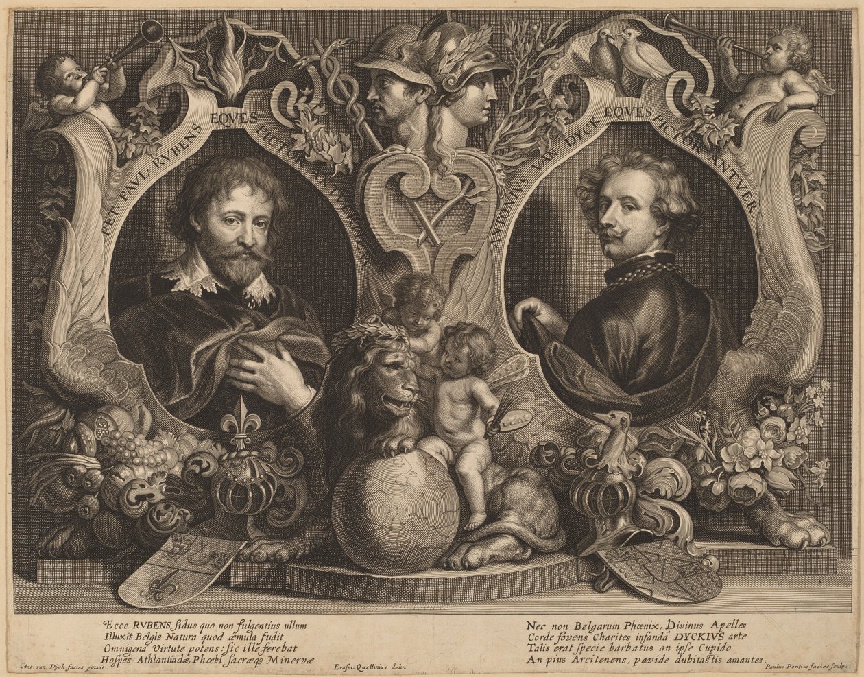 Rubens és van Dyck, kettős portré alkotó: Paulus Pontius, after Sir Anthony van Dyck and Erasmus Quellinus II
