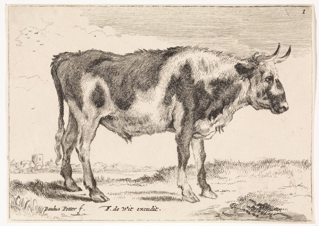 foltos ökör Ökörök és tehenek (sorozat címe) alkotó: Paulus Potter (rejected attribution)
