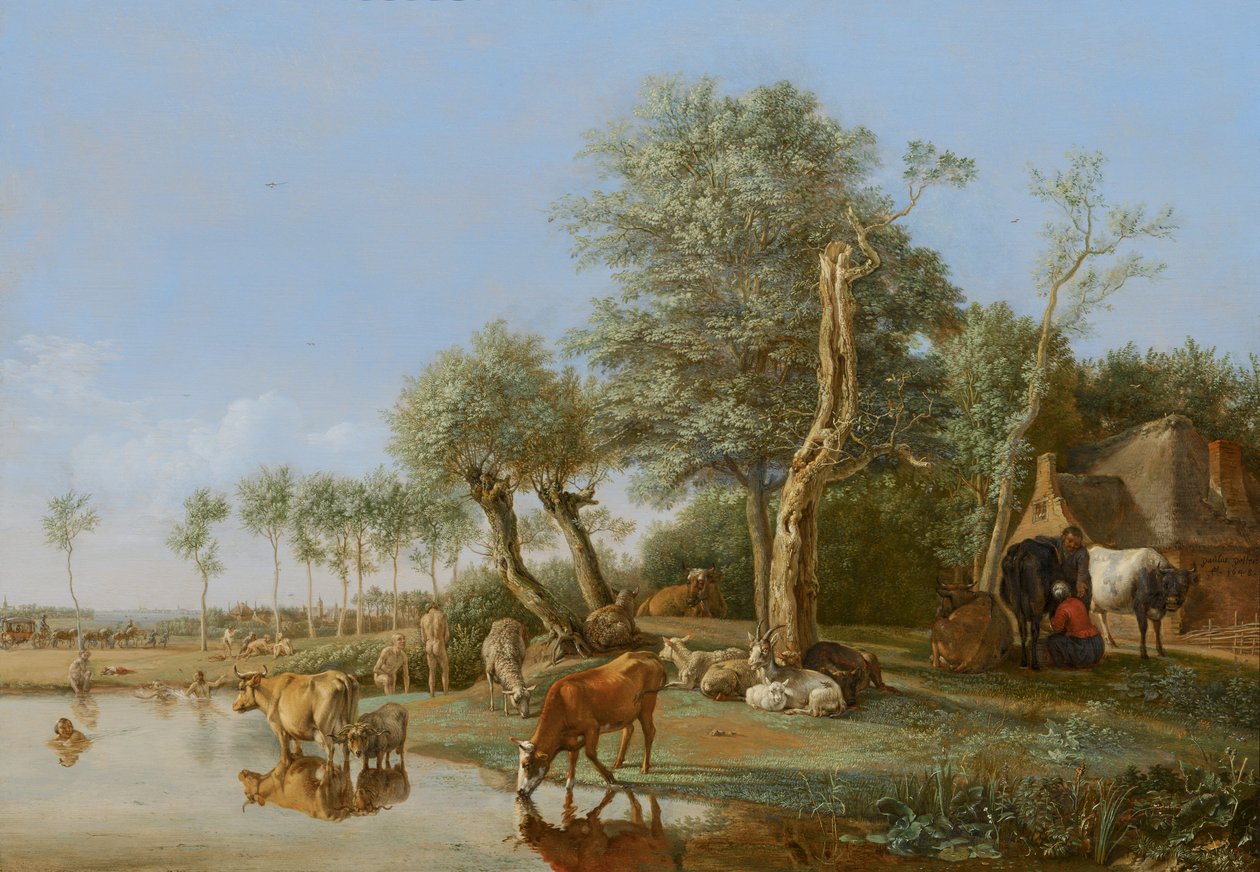 Tehenek tükröződése a vízben, 1648 alkotó: Paulus Potter