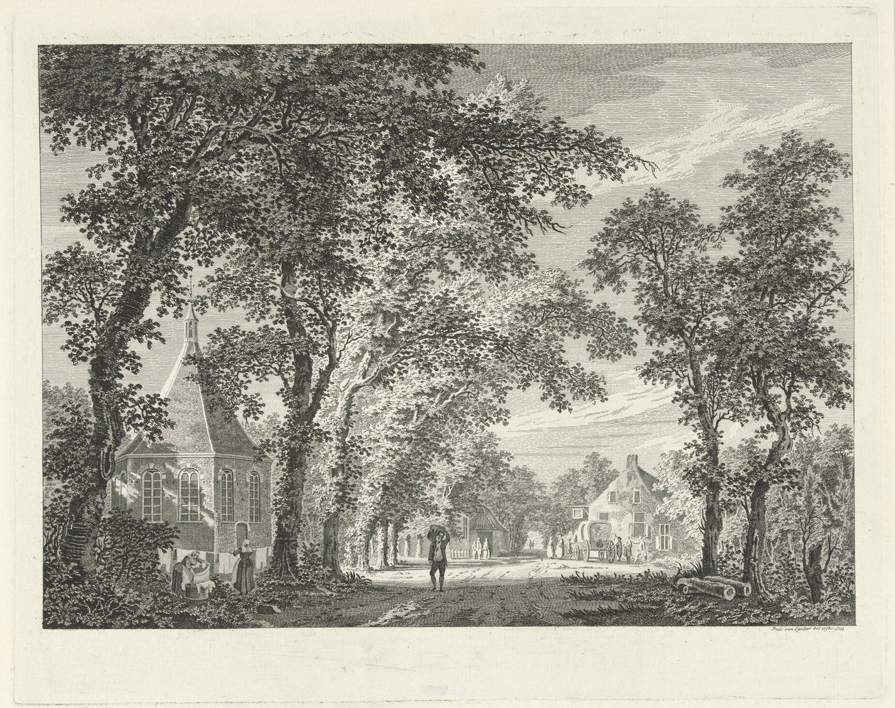 Falukép Driebergenben, 1754 alkotó: Paulus van Liender