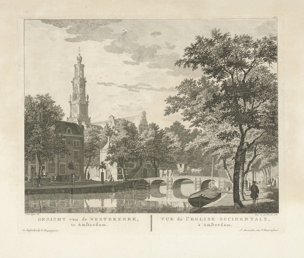 Kilátás a Westerkerkre és a Westerhalra, a Keizersgrachtról nézve Kilátás a Westerkerkre, Amszterdamban / Vue de l