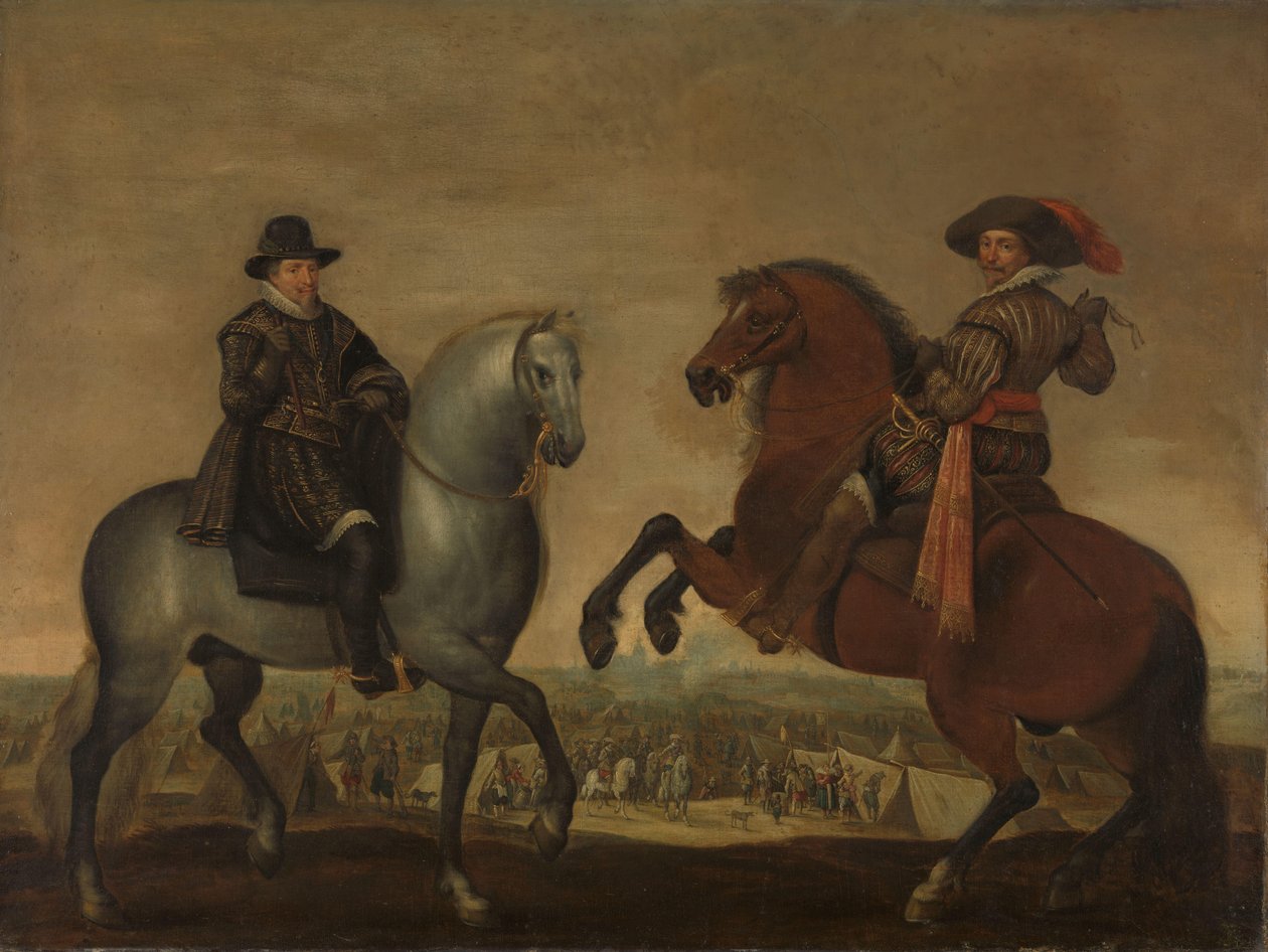 Maurits és Frederik Hendrik hercegek lóháton alkotó: Pauwels van Hillegaert (workshop of)