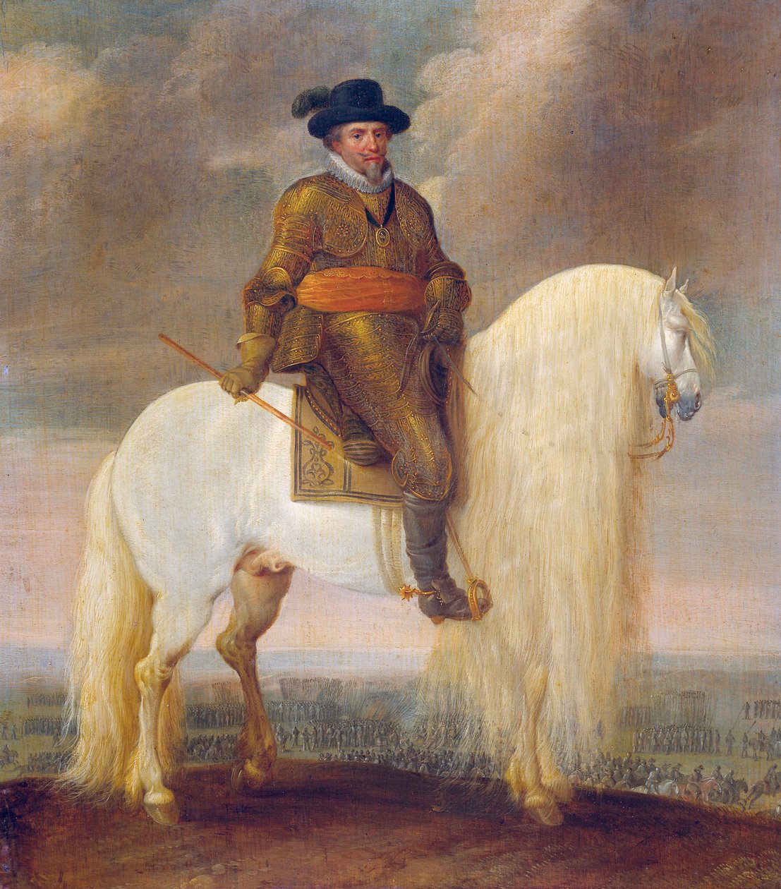 Maurits herceg a fehér harci lovon, amelyet a nieuwpoorti győzelme után kapott. alkotó: Pauwels van Hillegaert