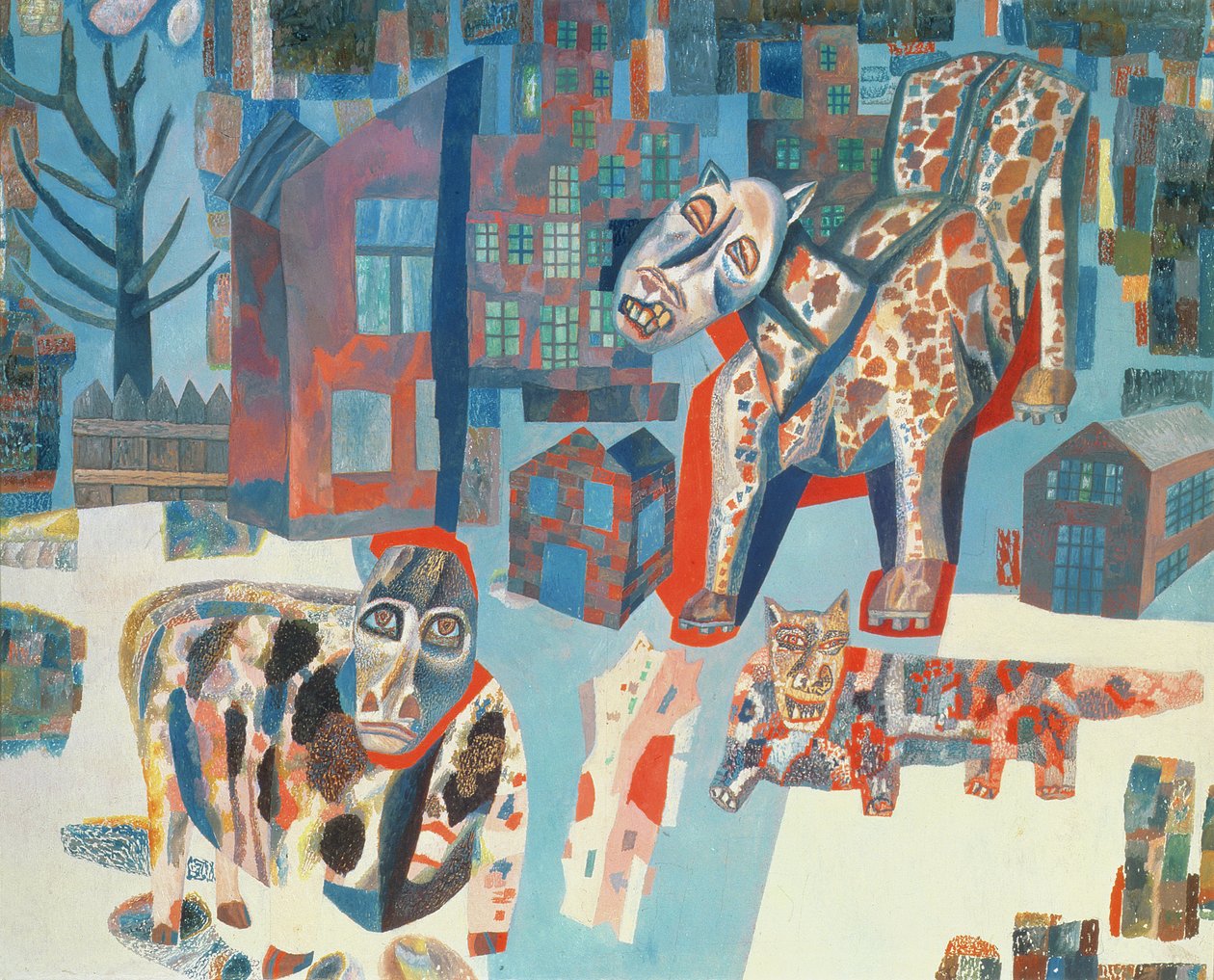 Az állatok, 1925-6 (olaj, papír) alkotó: Pawel Nikolajewitsch Filonow