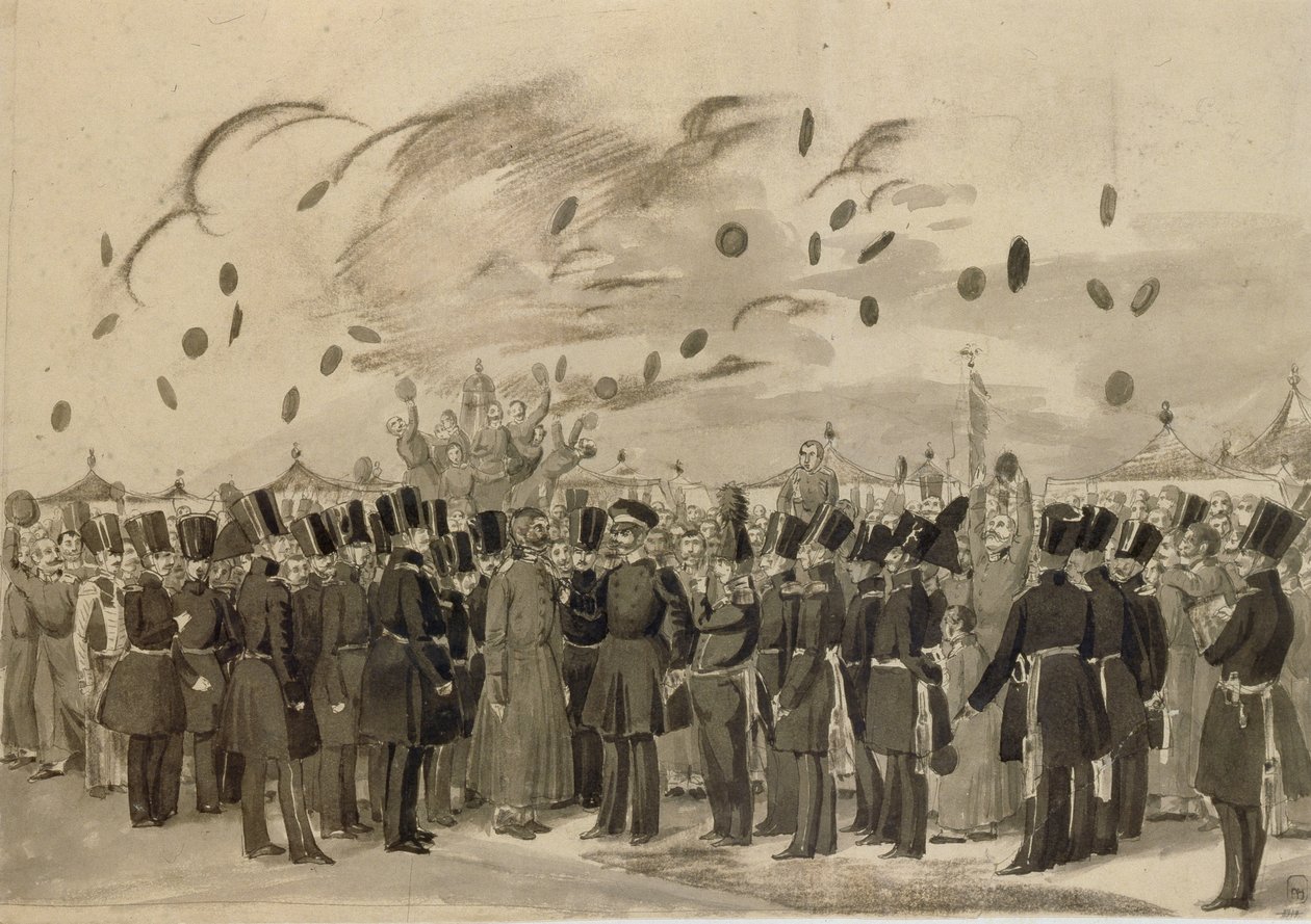 Mihail Pavlovics nagyherceg látogatása az Életvédő Finn Ezred táborában 1837. július 8-án alkotó: Pavel Andreevich Fedotov