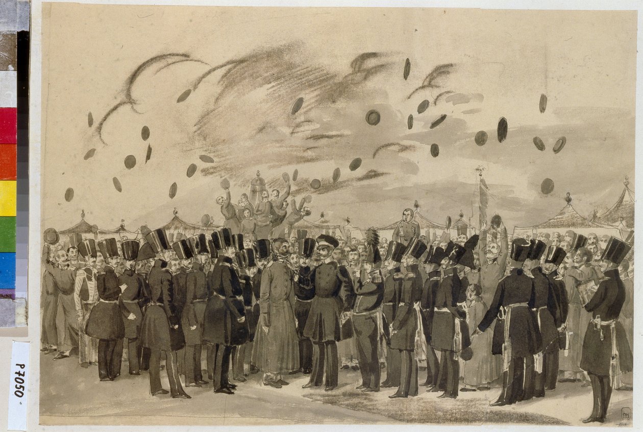 Michael Pavlovich nagyherceg (1798-1849) meglátogatja a finn császári őrezred (vagy Finliandski gárdaezred) táborát, 1837. július 8-án. alkotó: Pavel Andreevich Fedotov
