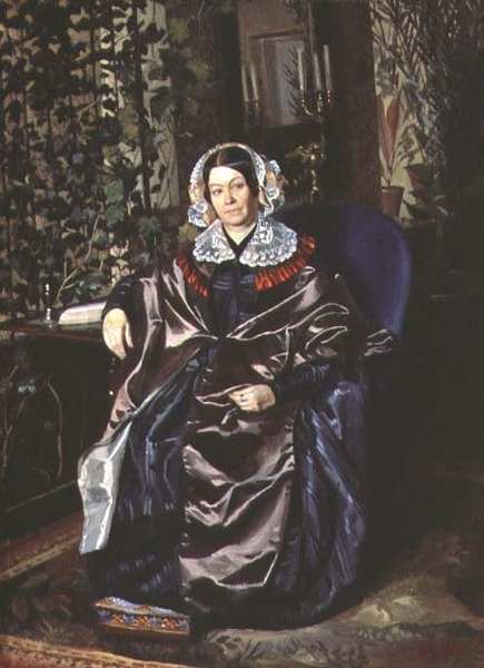 Maria Pavlovna Druzhinina (†1872) portréja az 1840-es évek végén (olaj, vászon) alkotó: Pavel Andreevich Fedotov