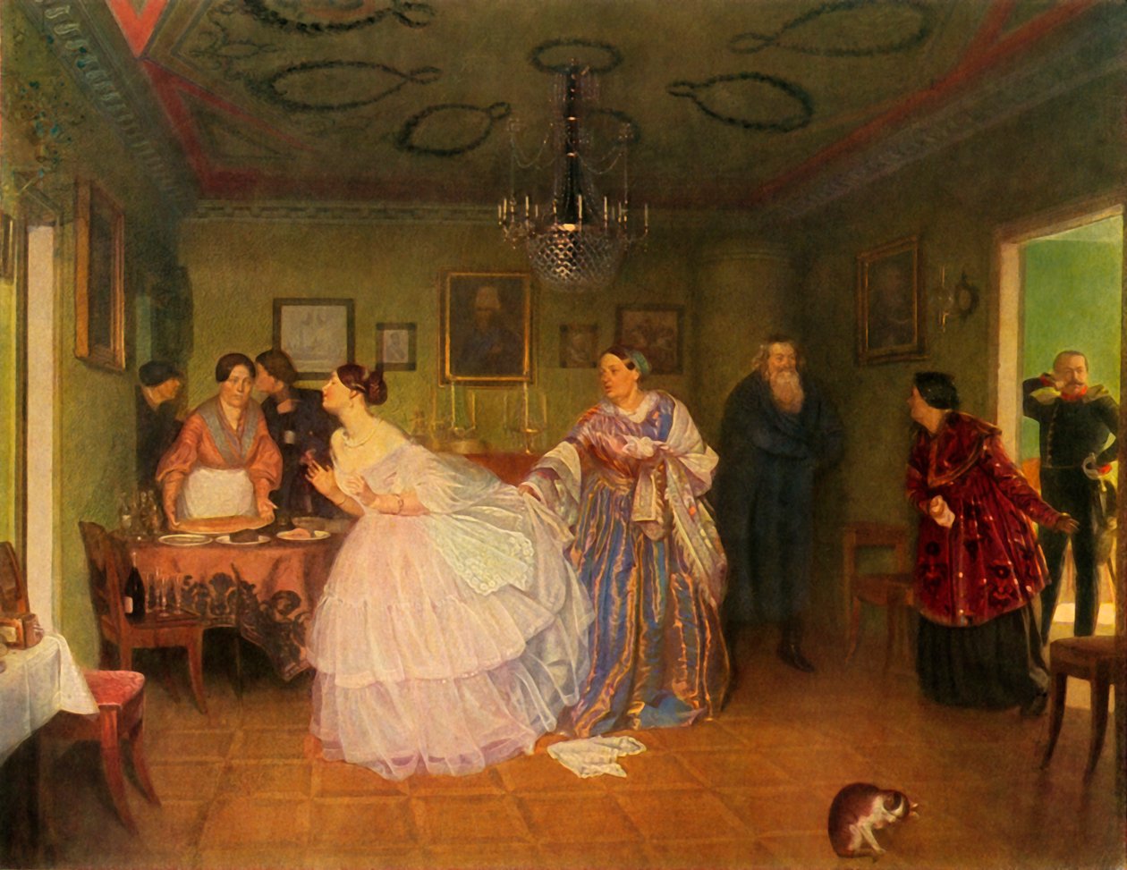 Az őrnagyok udvarlása, avagy ő javítja helyzetét, 1848, 1965. alkotó: Pavel Andreevich Fedotov