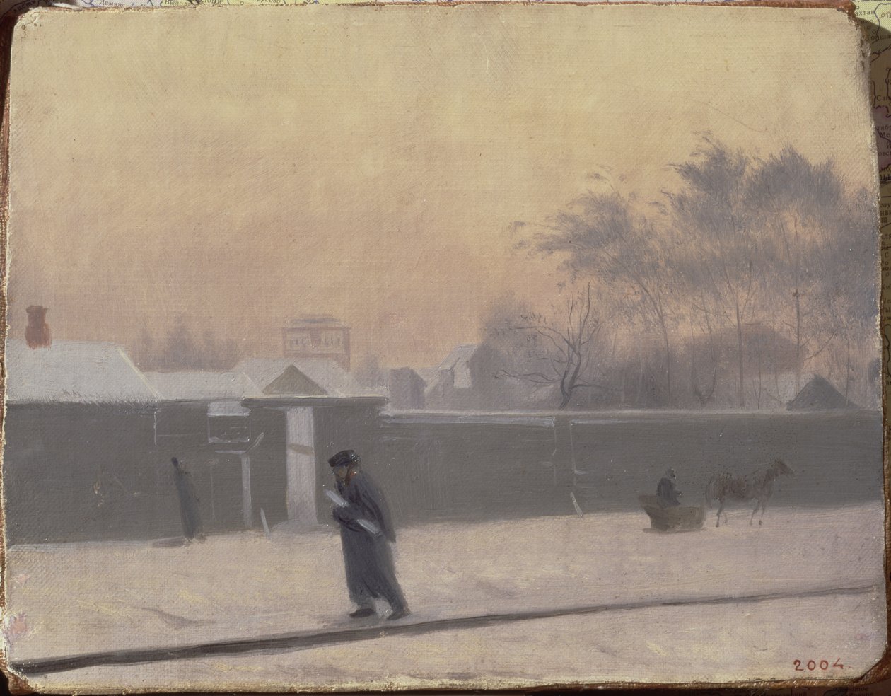 Téli utca a Vasziljevszkij-szigeten, Szentpétervár, 1851 körül alkotó: Pavel Andreevich Fedotov