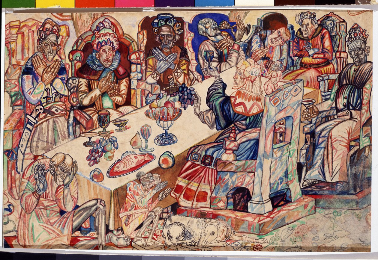 "A királyok ünnepe" Pavel Nyikolajevics Filonov (1883-1941) akvarellje és tolla, 1912 körül Szentpétervári Állami Orosz Múzeum alkotó: Pawel Nikolajewitsch Filonow