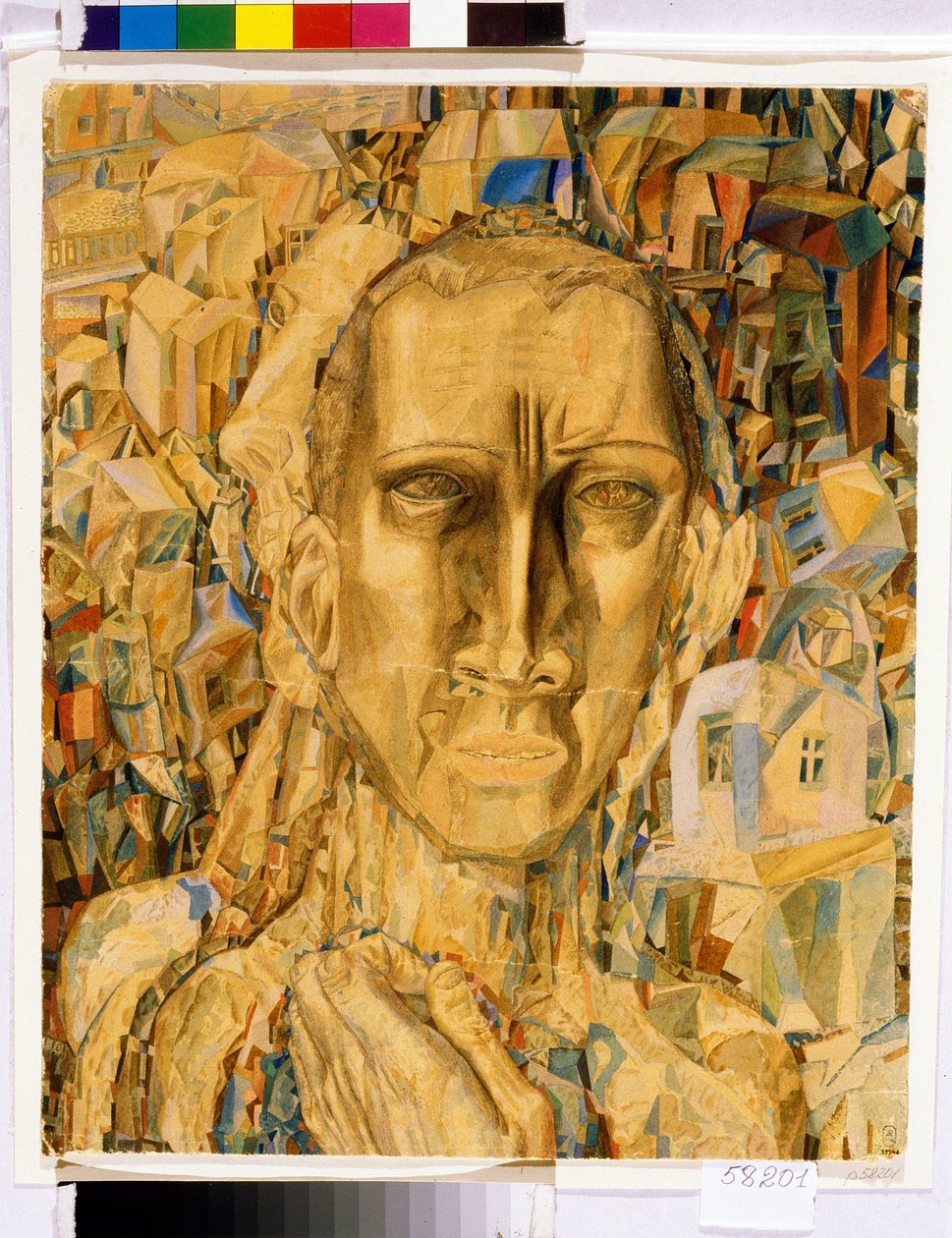 A város győztese. (A város győztese). Pavel Nyikolajevics Filonov (1883-1941) munkája, akvarell kartonra alkotó: Pawel Nikolajewitsch Filonow