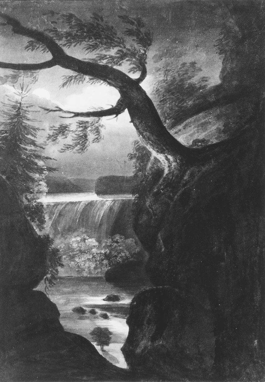 Niagara-vízesés – kanadai, holdfény mellett, 1811-kb. 1813. alkotó: Pavel Petrovic Svin