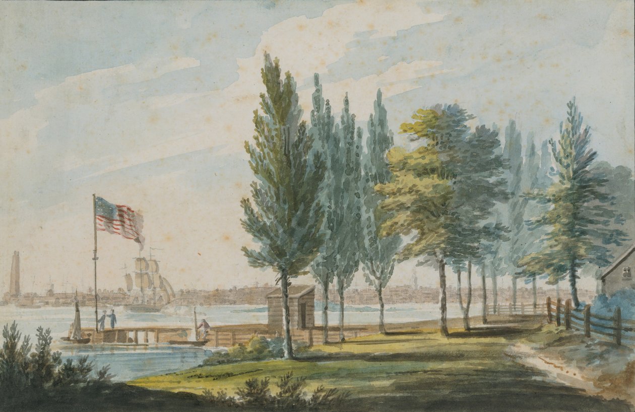 Philadelphia a Delaware folyó túloldaláról, 1811-kb. 1813. alkotó: Pavel Petrovic Svin