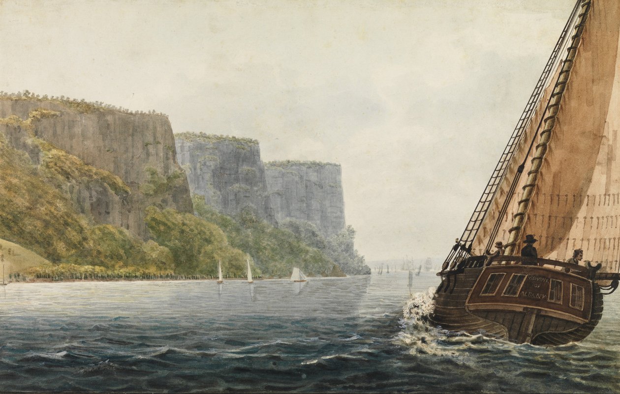 A Packet Mohawk of Albany áthaladva a palántákon, 1811-ca. 1813. alkotó: Pavel Petrovic Svin