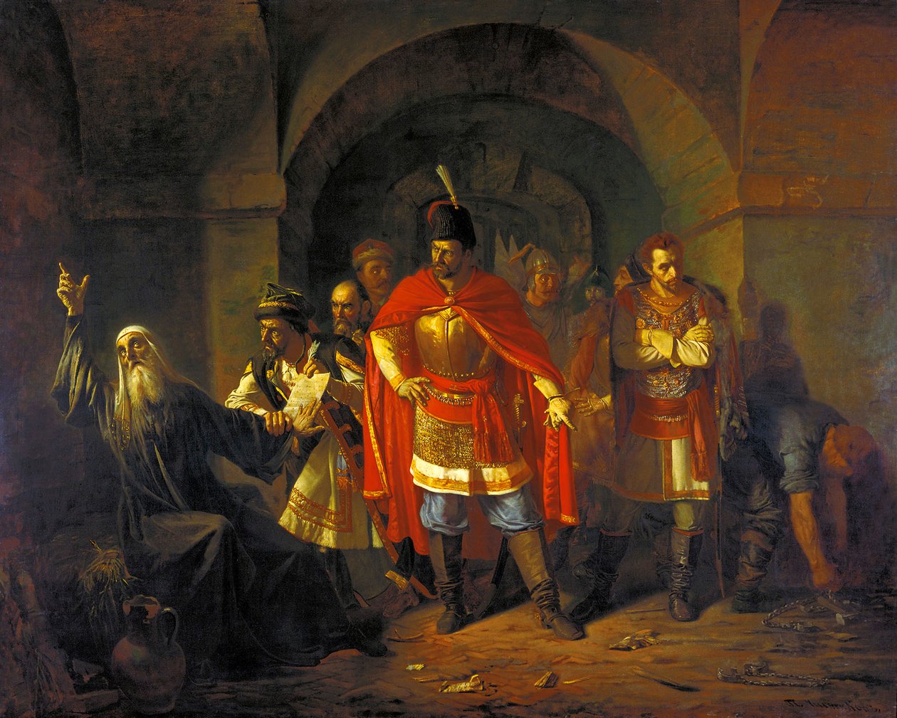 Hermogenes pátriárka, aki megtagadja a lengyelek megáldását, 1860. alkotó: Pavel Petrovich Chistyakov