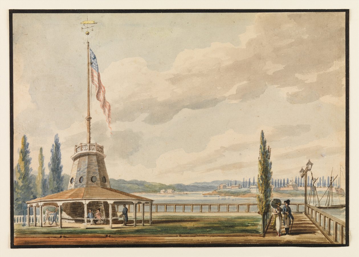 Az utazó első kilátása New Yorkra - A Battery és a Flagstaff alkotó: Pavel Petrovich Svinin