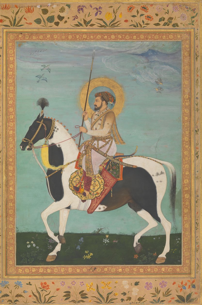 Shah Jahan on Horseback, Folio a Shah Jahan albumból, verso: kb. 1630, recto: kb. 1530-50. alkotó: Payag