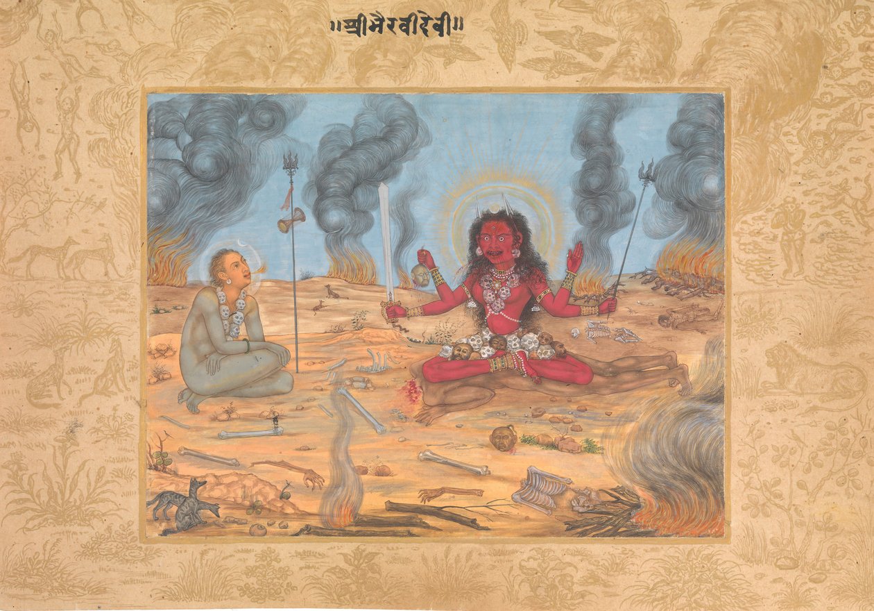 Bhairavi Devi istennő Shivával, Ka. 1630-35. alkotó: Payag.