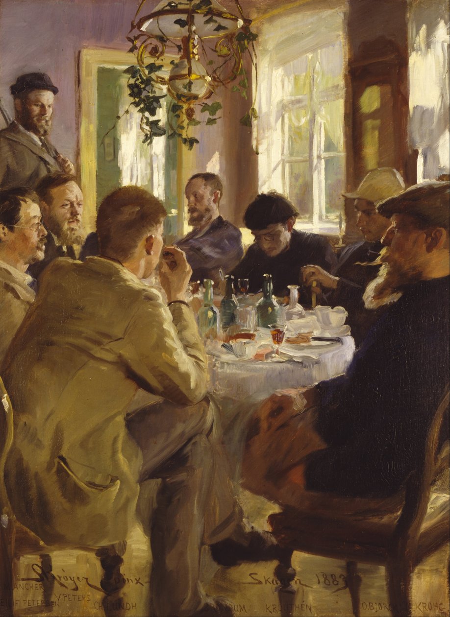 Művészek ebédje a Brøndums Hotelben alkotó: Peder Severin Krøyer