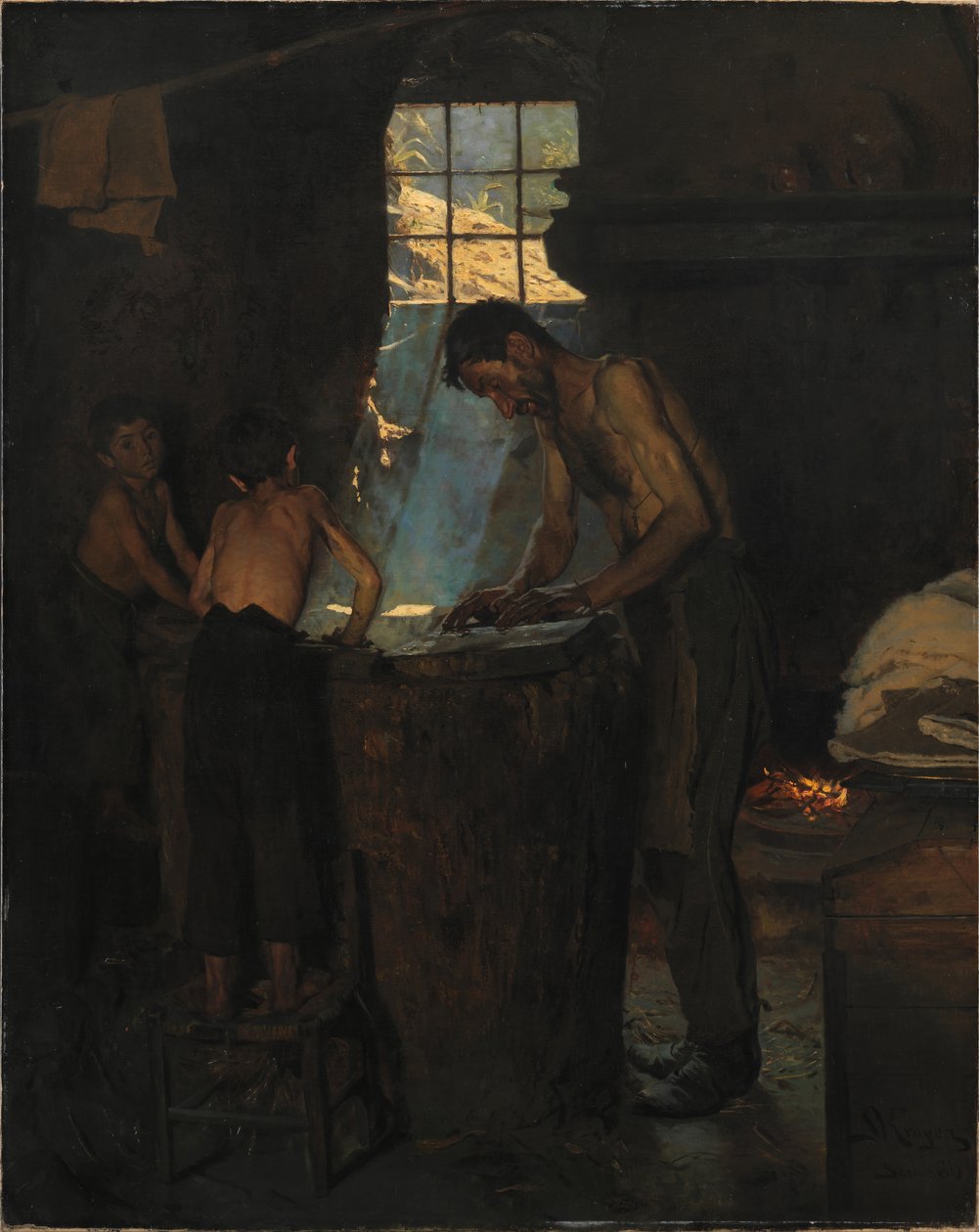 Olasz falusi kalapkészítők alkotó: Peder Severin Krøyer