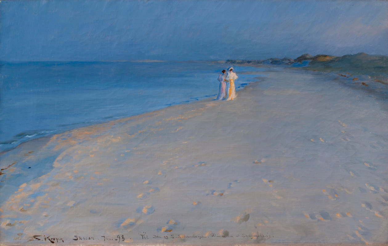 Nyári este a South Beach -en, Skagen. Anna Acher és Marie Krøyer alkotó: Peder Severin Krøyer