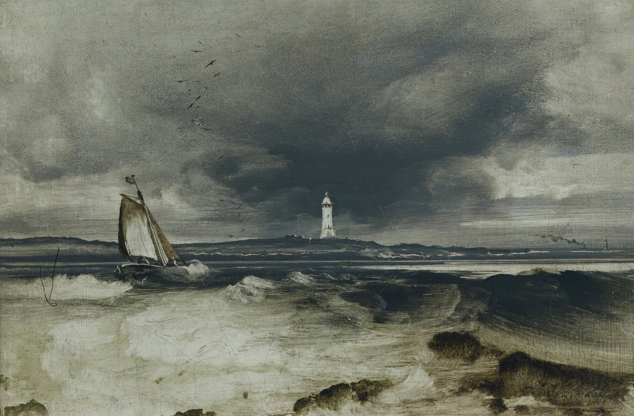 Világítótorony (olaj a panelen) alkotó: Peder Balke