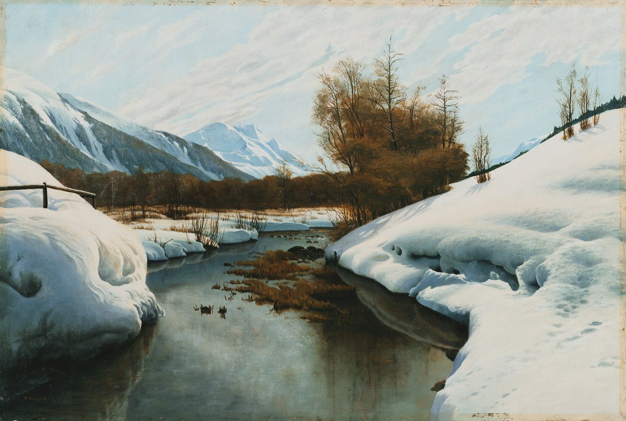 La Punt közelében, St. Moritzban, az Engadine-völgyben alkotó: Peder Monsted