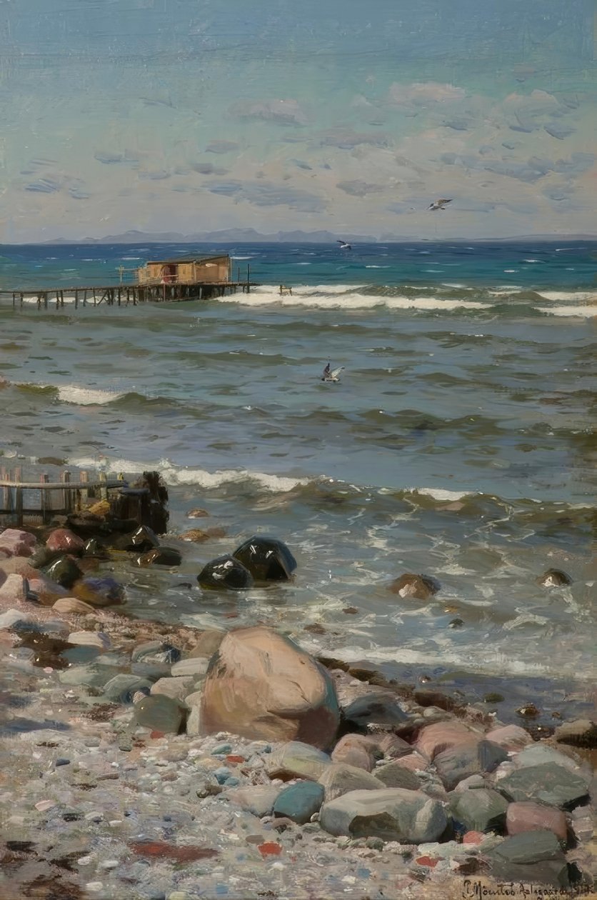 P.Mönsted, Am Strand alkotó: Peder Monsted