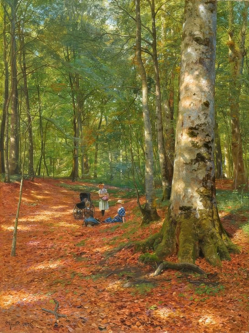 P.Mönsted, Erdei tisztáson alkotó: Peder Monsted