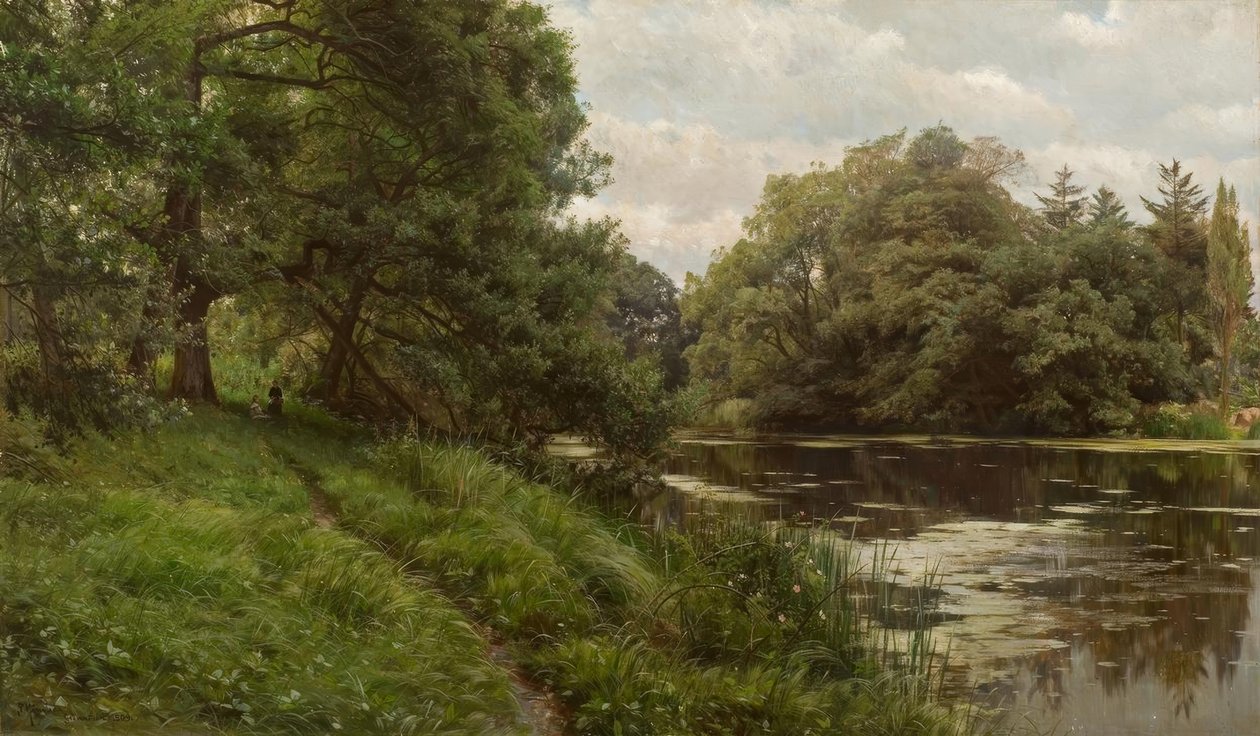 P.Mönsted, nyári nap a víz mellett alkotó: Peder Monsted